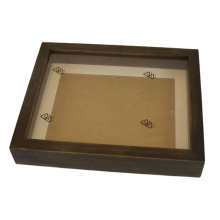 High quality antique walnut 8*10 3D deep wood shadow box photo picture frame for Wall Decoration